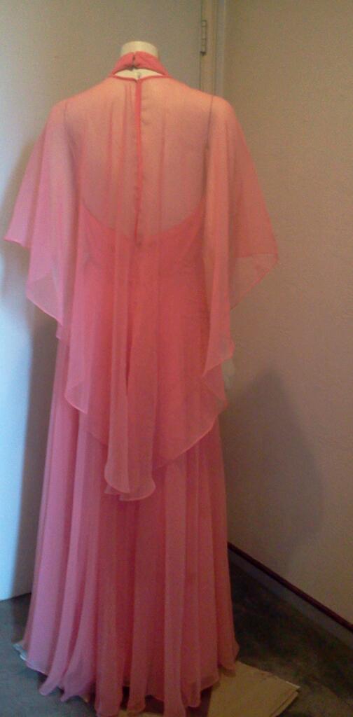 Vintage 1970's Jack Bryan Silk Chiffon Gown and Cape