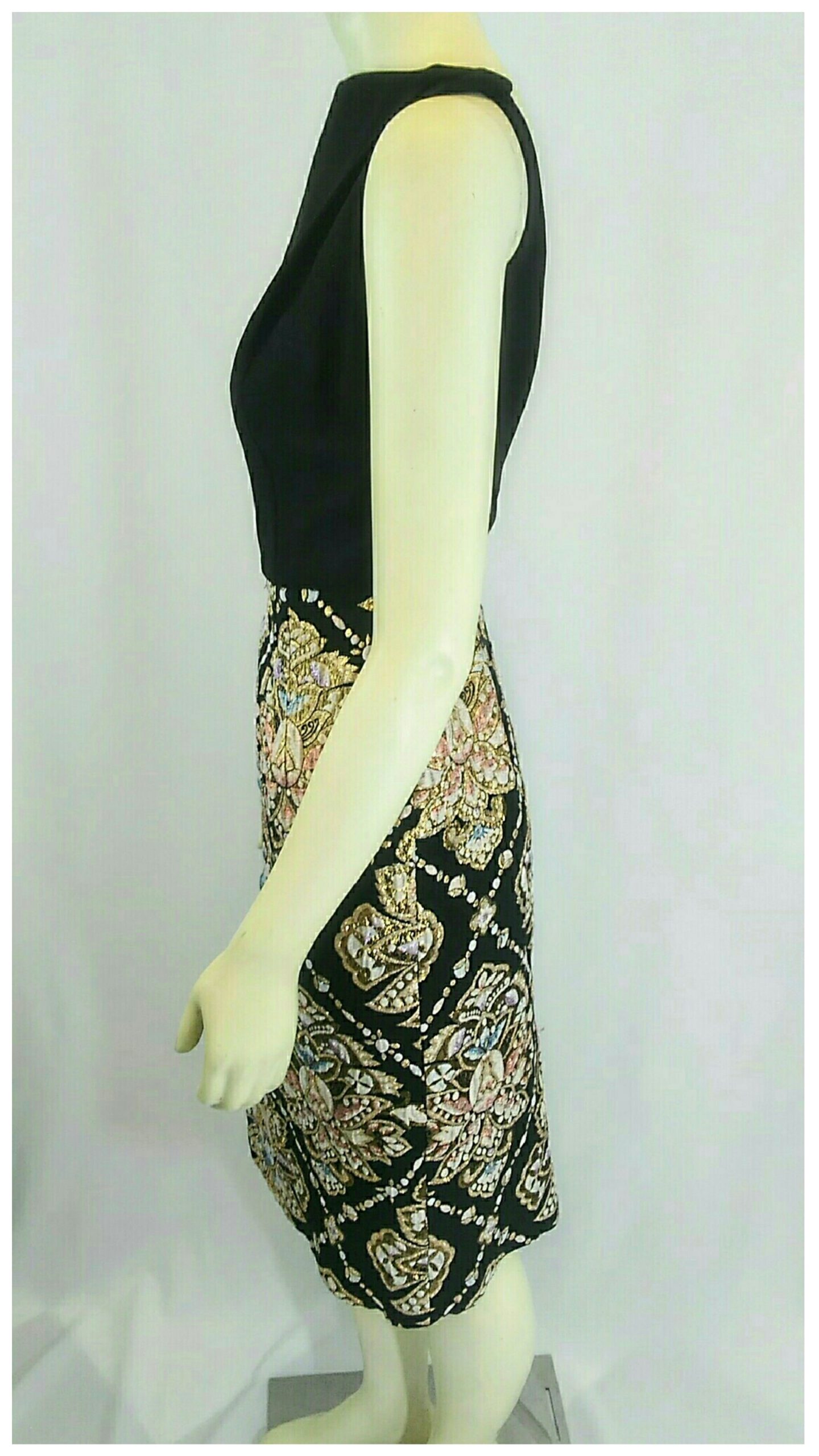 Vintage 50's/60's Rare, Stunning  Black Crepe and Brocade Lame Cocktail Sheath Dress by Jay Herbert of California; 50's Lame Brocade Dress