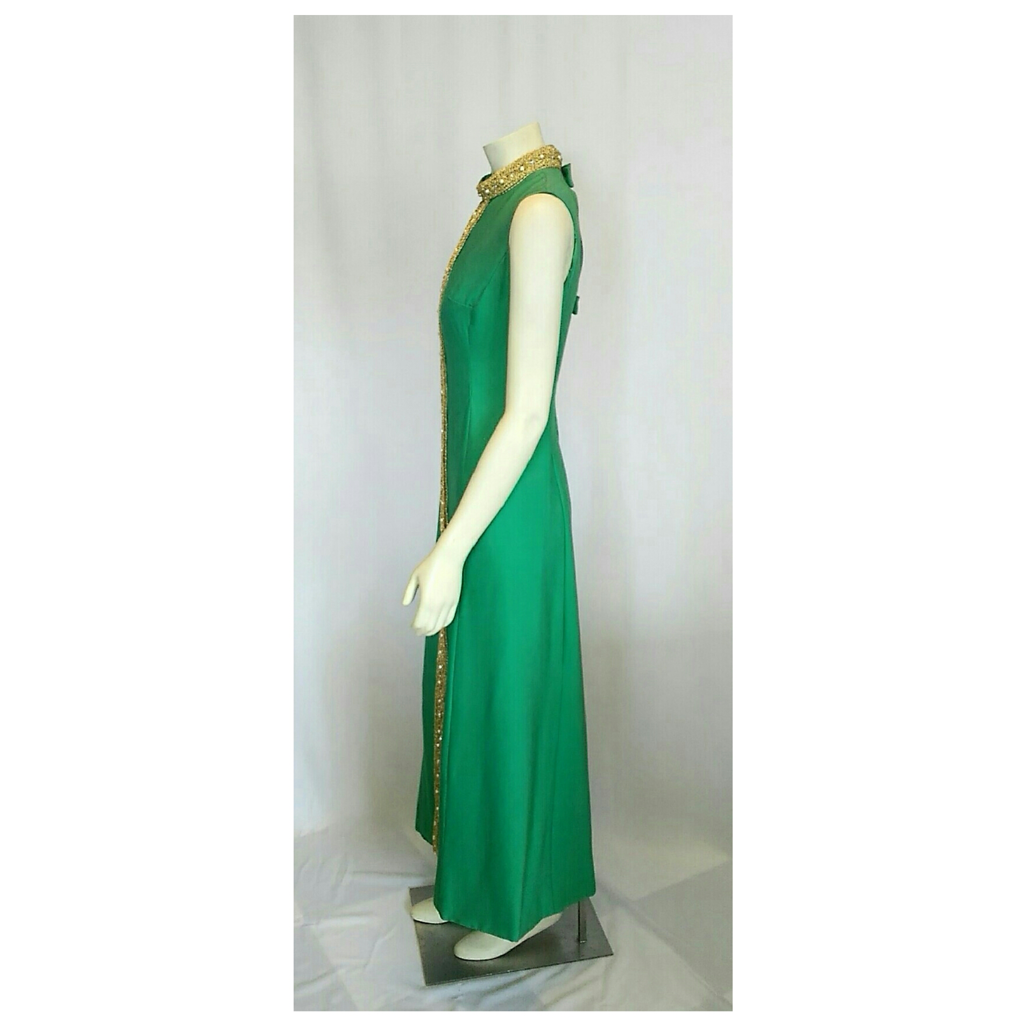Vintage 1960’s Grass Green Christmas Sheath Dress by Date-Maker Formals