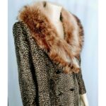 Vintage 1960’s Leopard Fur Faux Coat with Genuine Fox Fur- Union Made