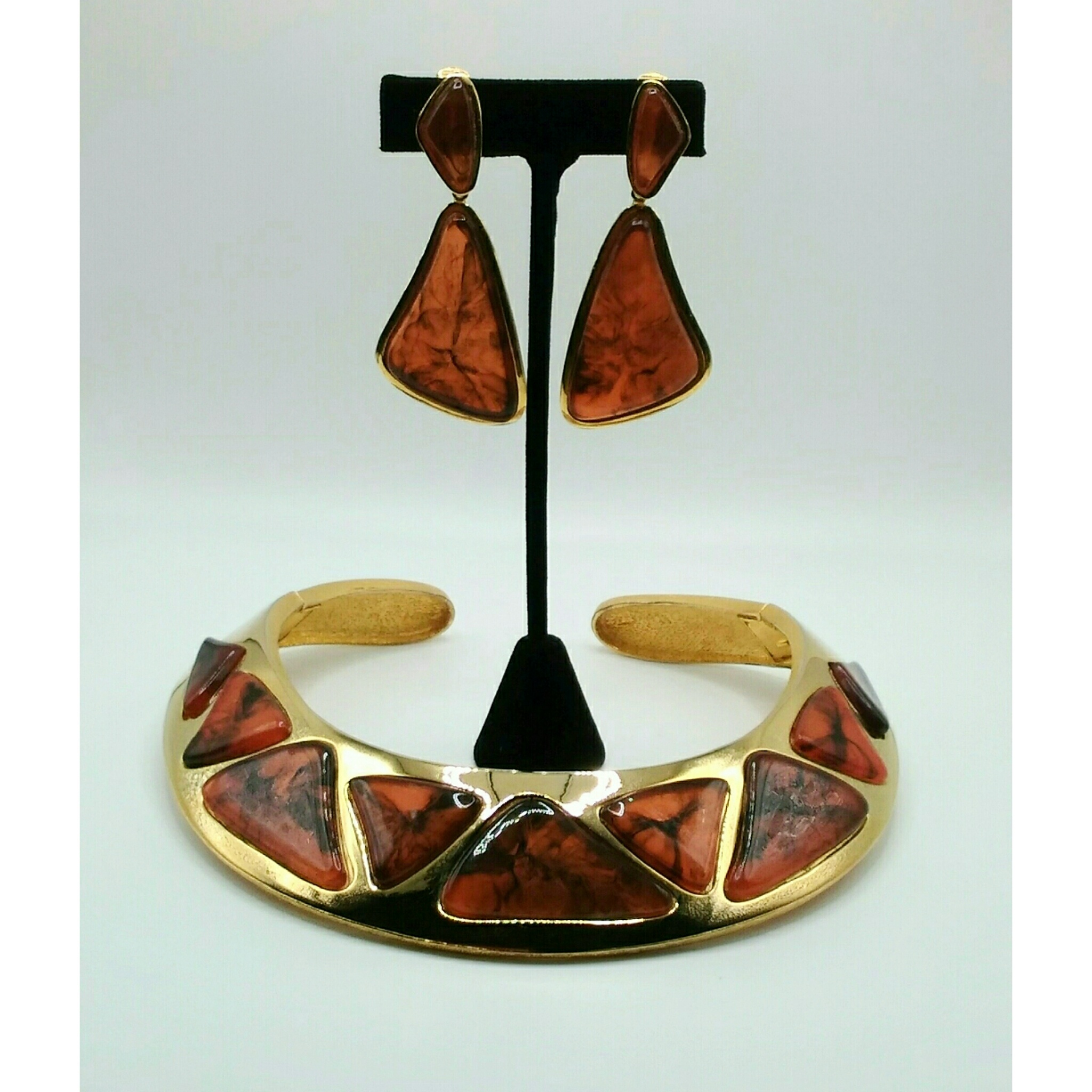 Vintage 1980's Resin Collar and Earrings Set