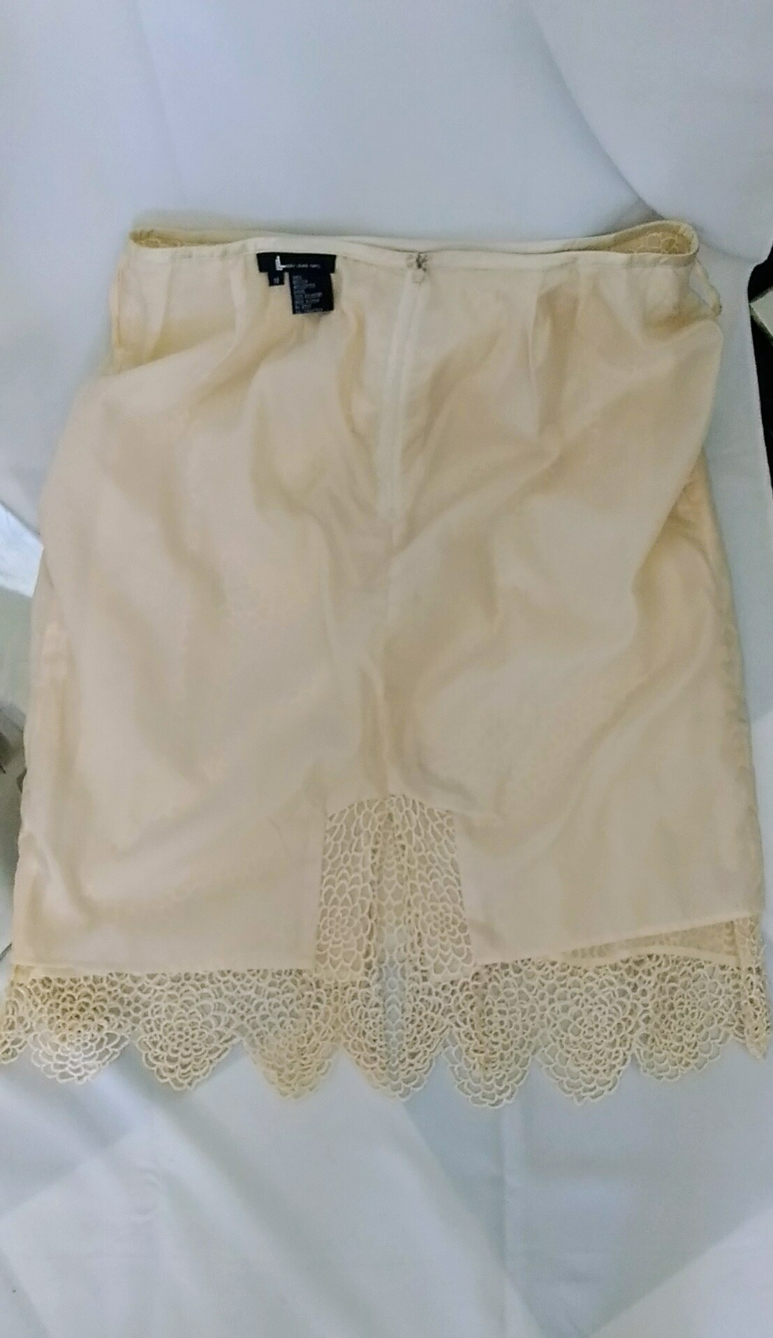 Vintage 1990's Larry Levine Cream Silk and Cotton Suit with Crochet Skirt