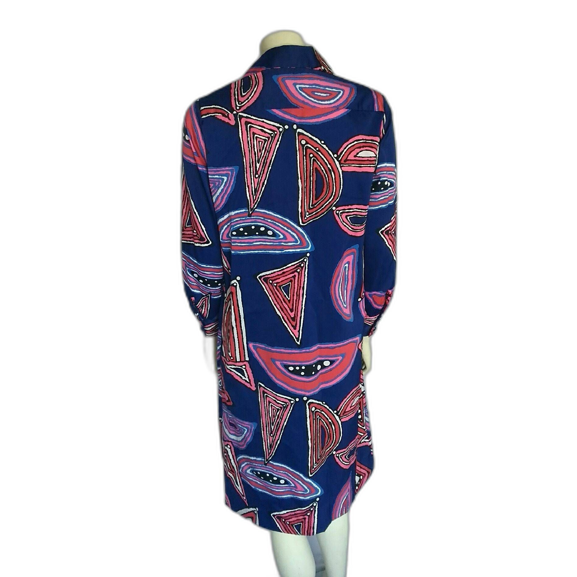 Vintage 1960’s Lanvin Abstract Geometric Print Women’s Shirtwaist Dress