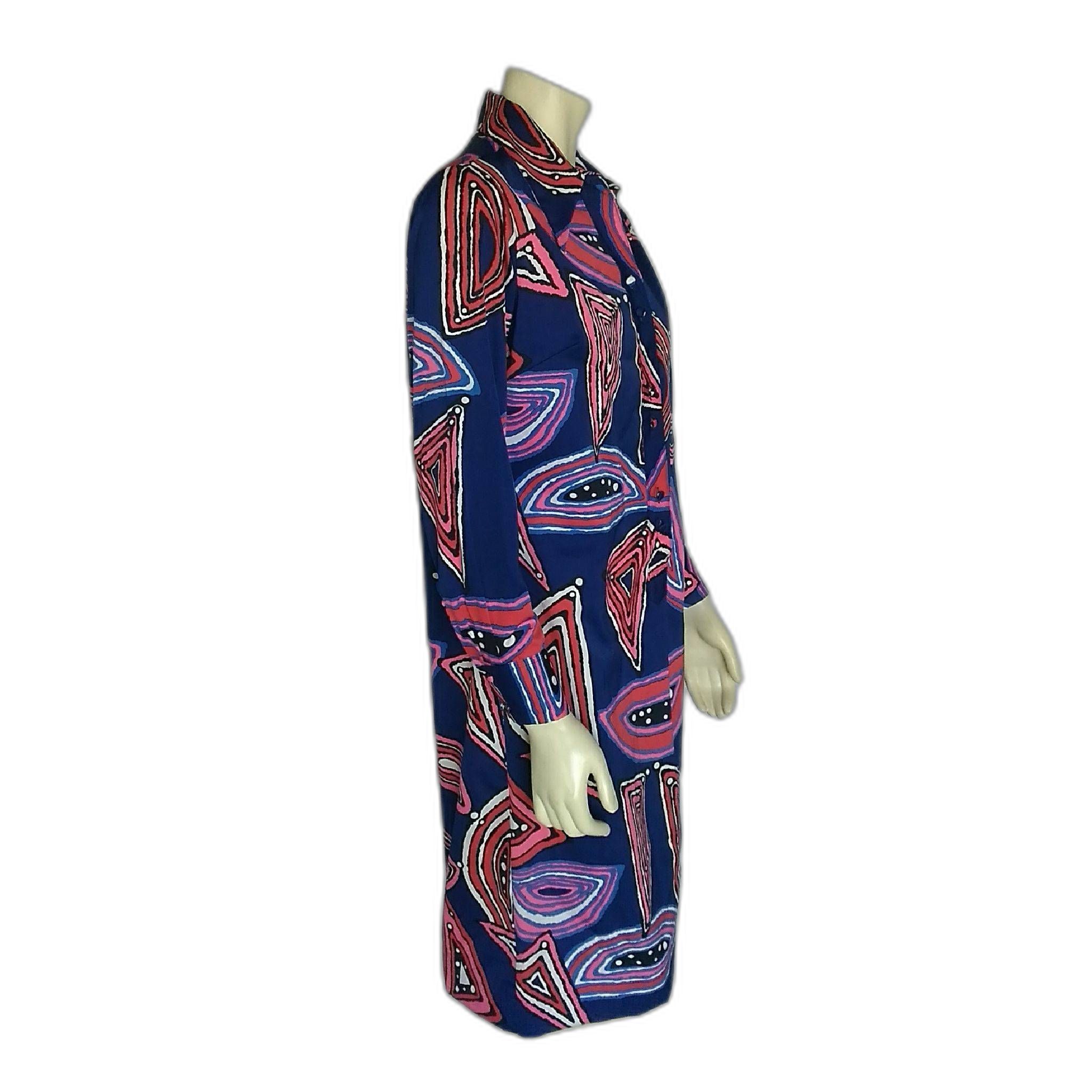 Vintage 1960’s Lanvin Abstract Geometric Print Women’s Shirtwaist Dress
