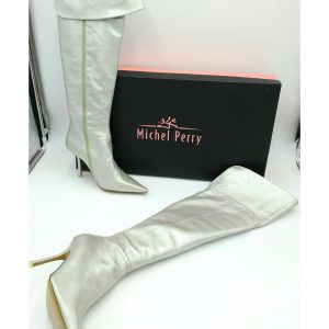 Vintage 1990s Michel Perry Silver Leather Boots