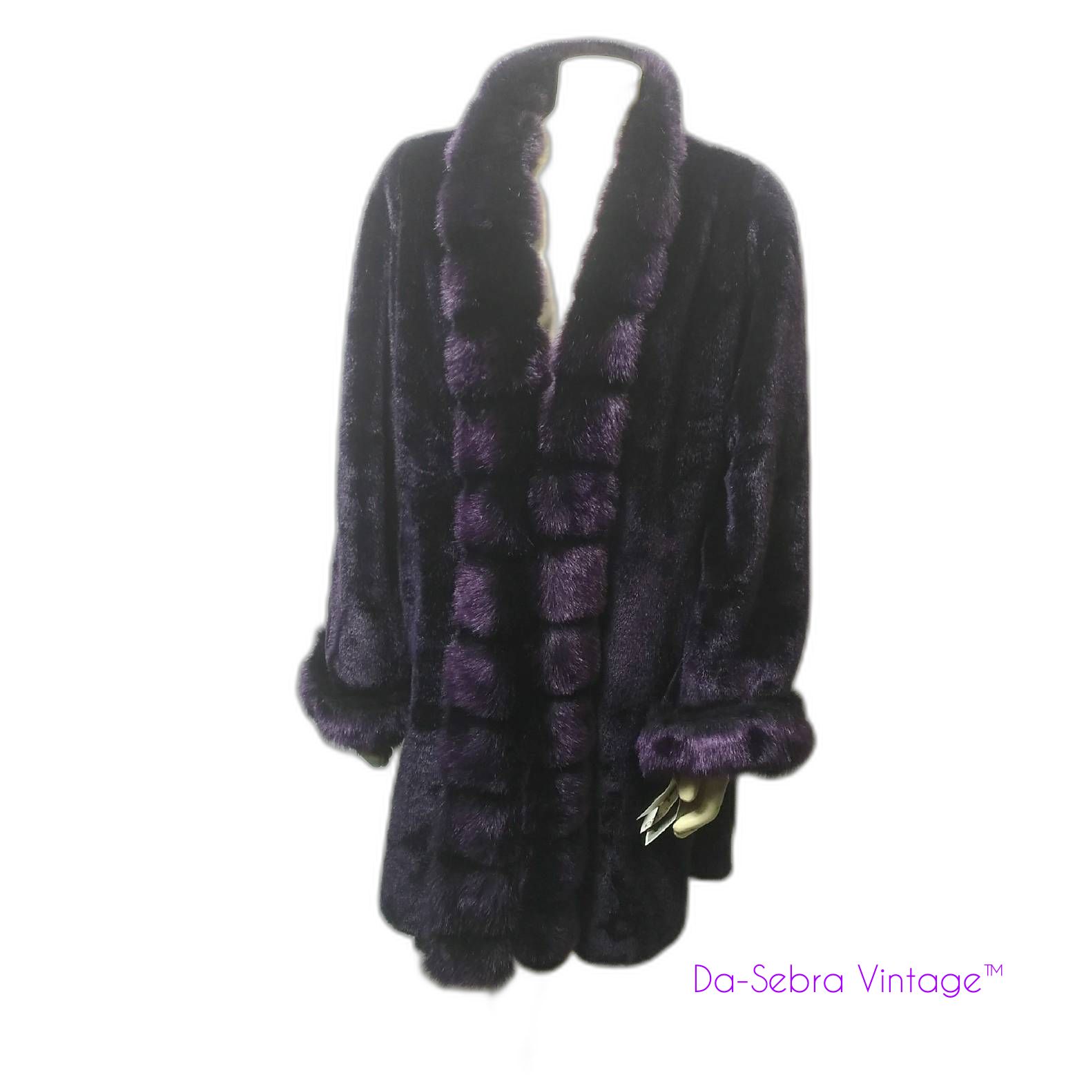 Vintage 1980's Boulevard East Purple Faux Fur Coat "NWT"