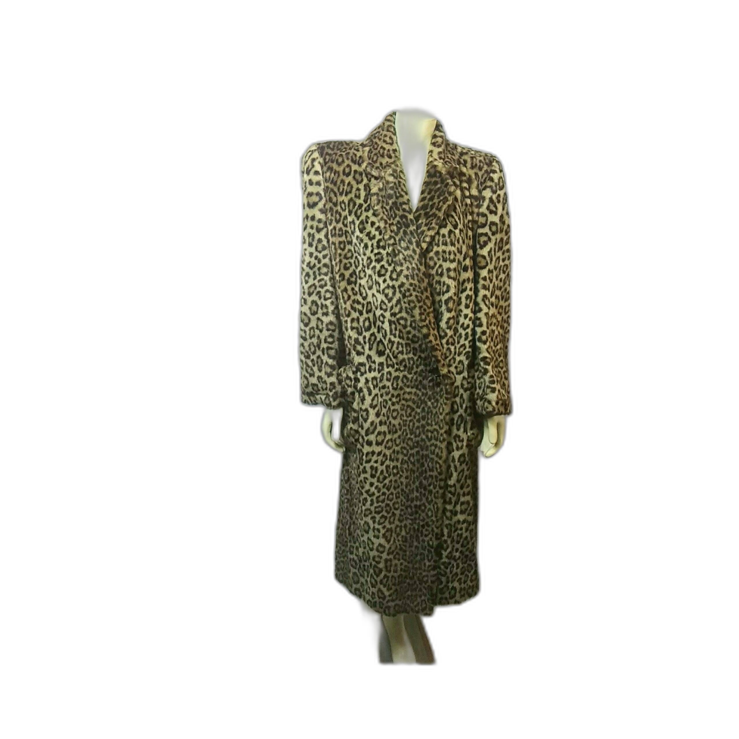 Vintage 1980's Perry Ellis Faux Fur Leopard Coat