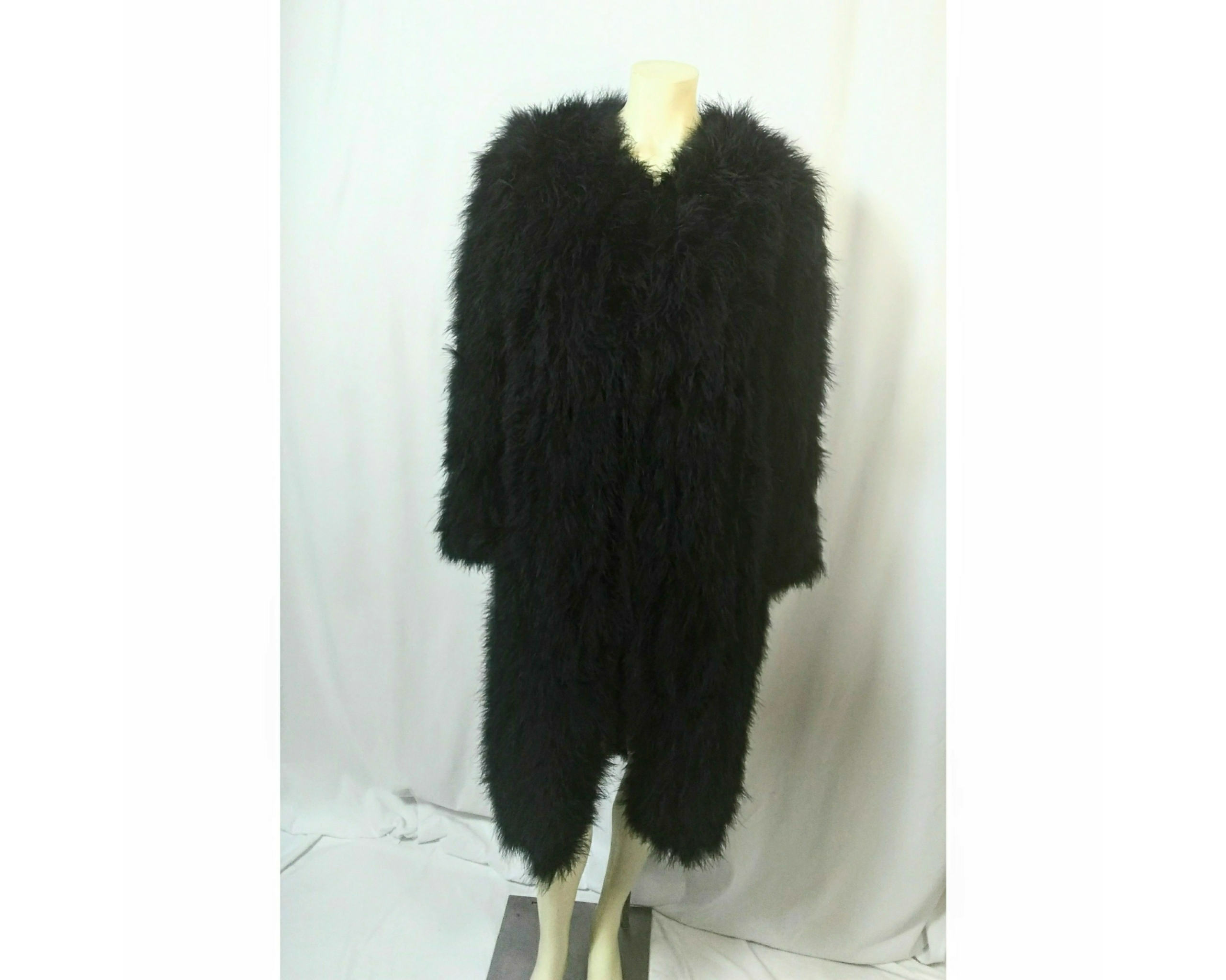 Vintage 1980's Sonia Rykiel Black Marabou Feather Coat