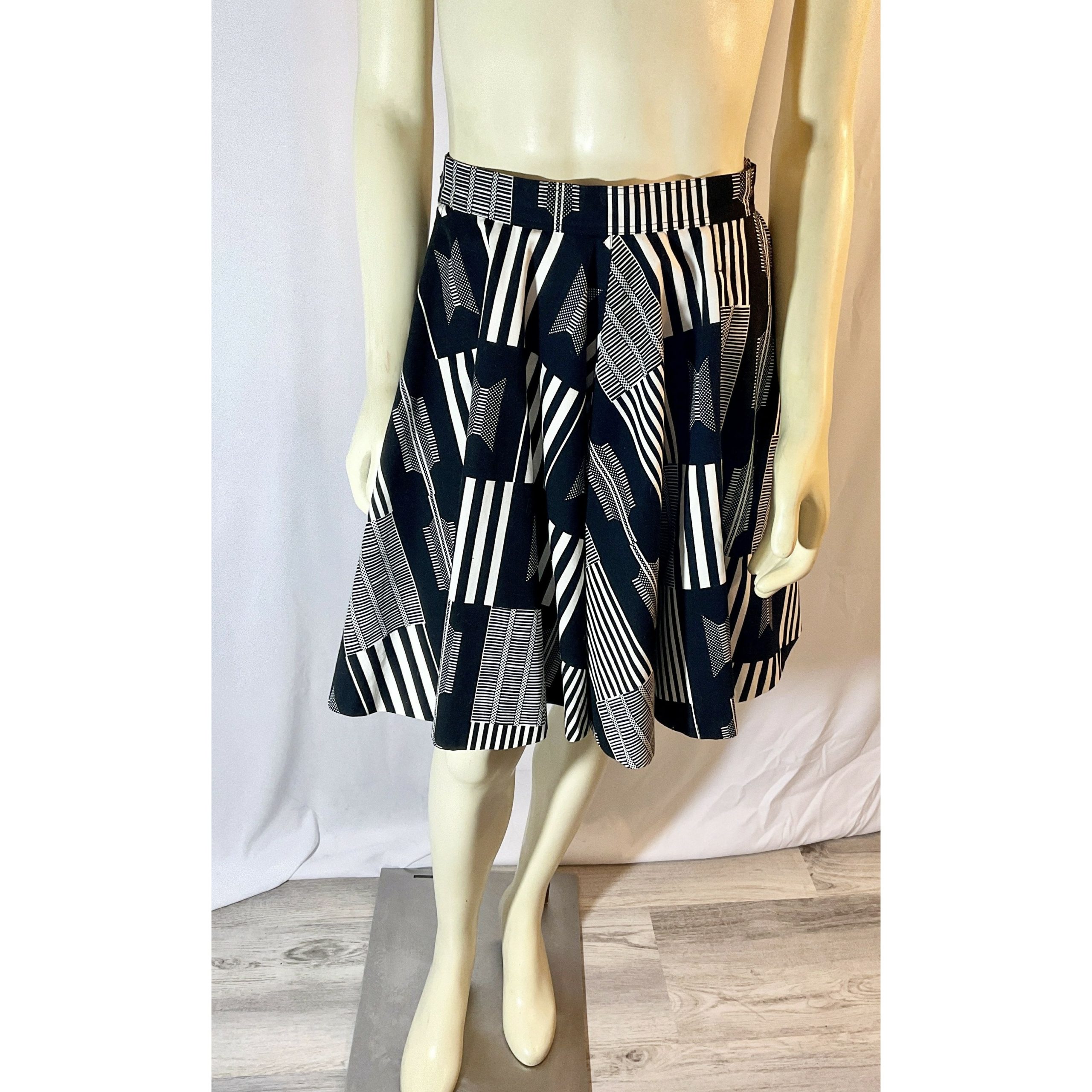 Vintage 1980s Rare Patrick Kelly  Paris Bar Code Flared Skirt