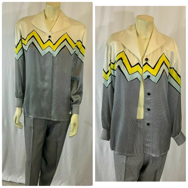 Vintage 1980s Escada Designer Margaretha Ley Silk & Silk Wool Pant Set